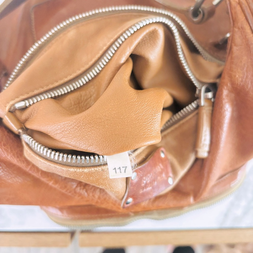 Prada Vintage Authentic Washed Buffalo Bauletto Hobo Bag Purse Naturale Tan COA - Picture 11 of 14